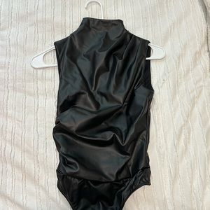 Fashion Nova leather high neck bodysuit
